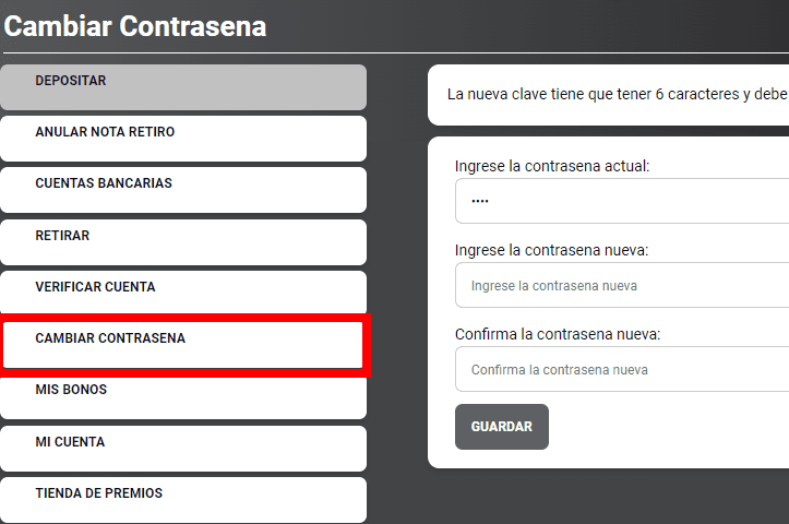 Cambiar contrasena ecuabet