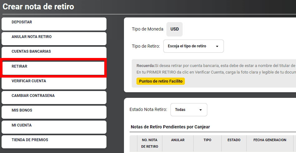 Retirar ecuabet